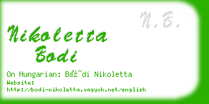 nikoletta bodi business card